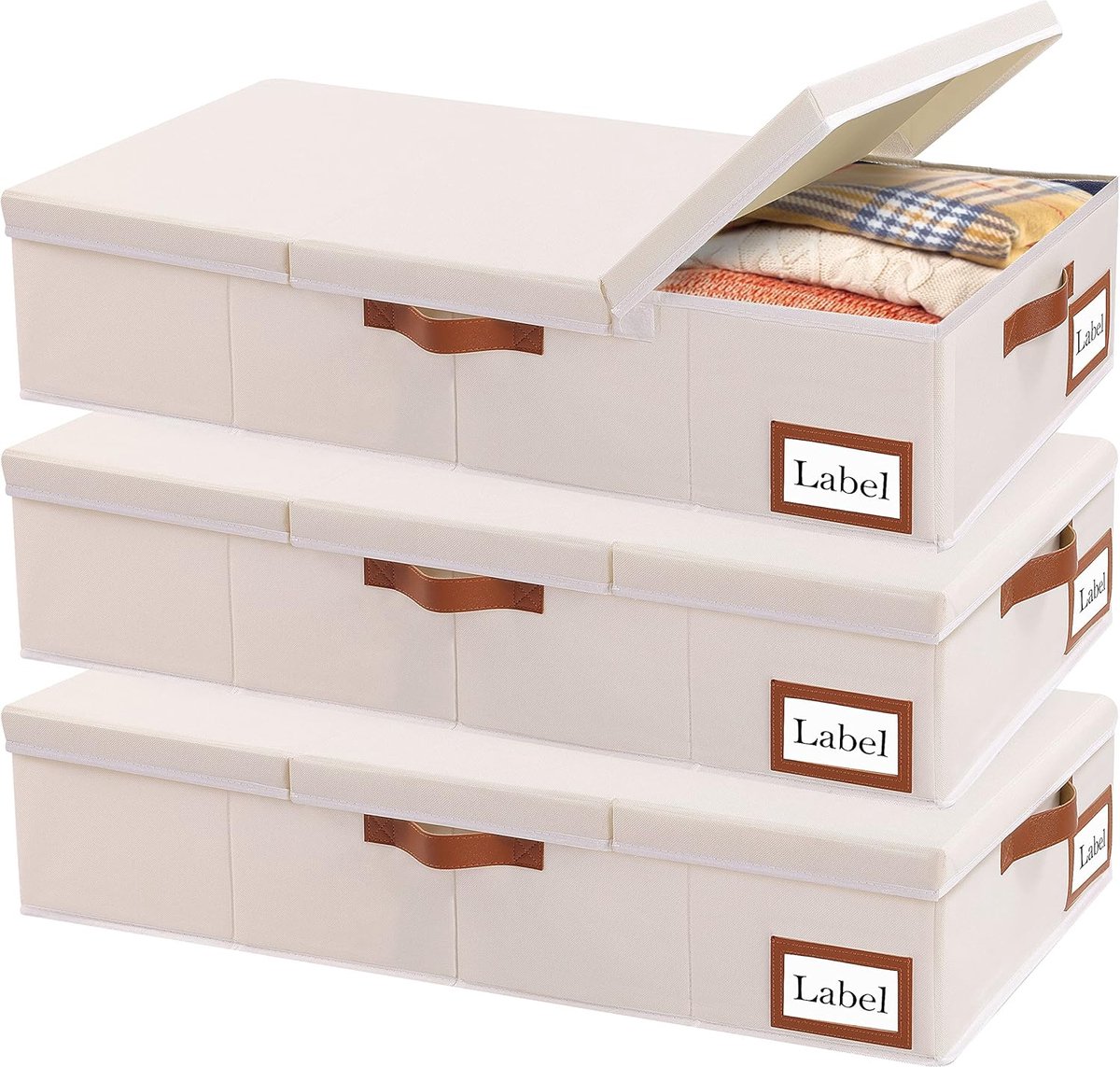 Set van 3 opbergdozen voor onder het bed met deksel