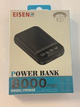 Eisenz YM5828 Powerbank - 8000 mAh - Zwart - Oplaadbare batterij - Draagbare oplader