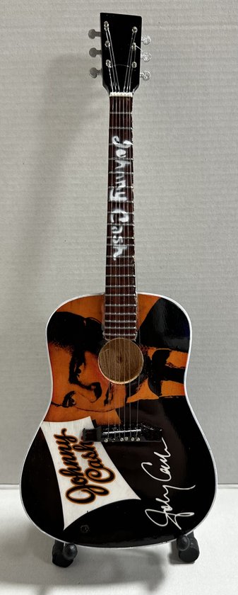MGT-DN003 Miniatuur Gitaar Johnny Cash Tekst 25cm Miniature- Guitar-Mini -Guitar- Collectables-decoratie -gitaar-Gift--Kado- miniatuur- instrument-Cadeau-verjaardag