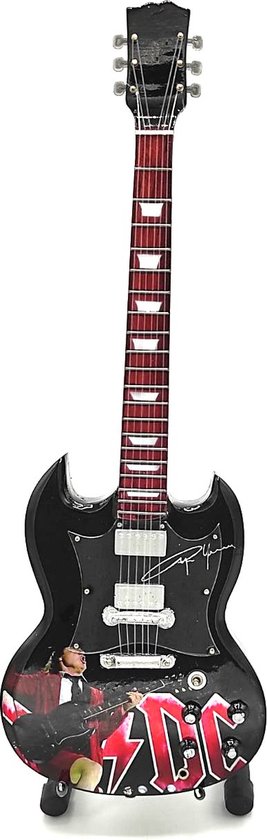 Mini guitare ACDC Angus Young noir photo 25cm Miniature- Guitare- Mini -Guitare- Objets de collection-decoration-guitare-Cadeau--Cadeau-miniature-instrument-Cadeau-anniversaire