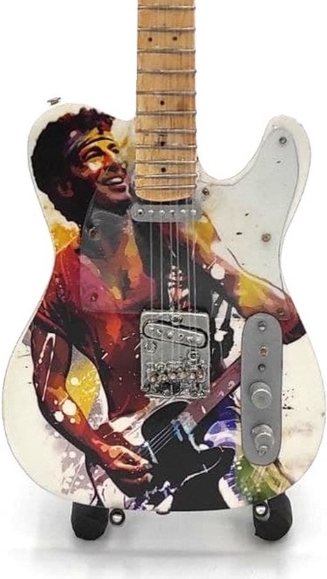 Mini gitaar Bruce Springsteen foto kleur Miniature- Guitar-Mini -Guitar- Collectables-decoratie -gitaar-Gift--Kado- miniatuur- instrument-Cadeau-verjaardag