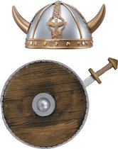 Carnaval verkleed set Viking/ridder - helm/zwaard en schild - middeleeuws