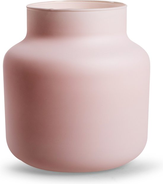 Jodeco Bloemenvaas Gigi - mat roze - eco glas - D19 x H20 cm - melkbus vaas
