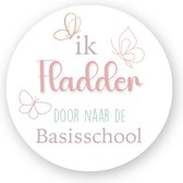 25x Sluitsticker Ik fladder door naar de basisschool- 40 mm -traktatie stickers- Sluitzegel - Sticker Verjaardag jongens meisjes - Uitdelen - Knijp fruit - Cadeau's Kado's - Sluitzegel - Wensetiket - Uitdelen - Jarig - traktatiestickers Pimp Studio