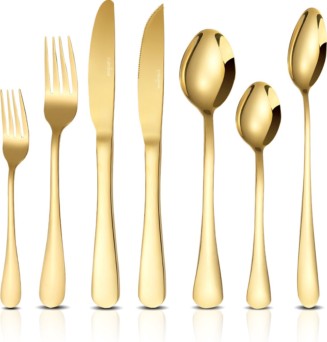 Culminar Bestekset Champagne Goud (42-delig) – Bestekset – Bestekset 6 persoons – Bestekset goud – Met Steakmes