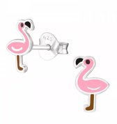 La Rosa Princesa Flamingo oorbellen Zilver Meisjes oorknoppen