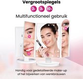 iStag Led make-up spiegel met touch sensor - dimbare 2x3x10 maal vergroting Drieluik- Hollywood spiegel - Batterijen USB - makeup