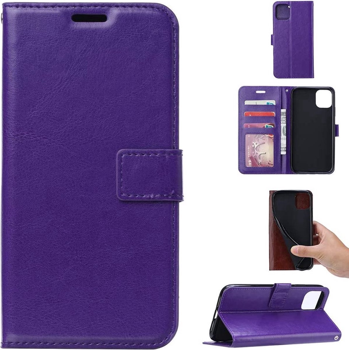 Bookcase Geschikt voor: Samsung Galaxy A22 5G - Paars - Portemonnee hoesje