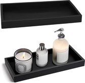Set van 2 zwarte dienbladen voor badkamer - 10 x 20 cm - siliconen dienblad - decoratief dienblad vierkant - make-up tablet