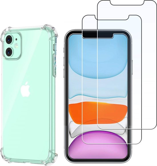 Coque pour iPhone 11 Antichoc Protection Silicone Souple Transparent et 2 Verres