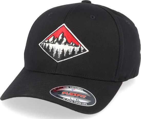 Hatstore- Fir Mountain Emblem Black Flexfit - Wild Spirit Cap