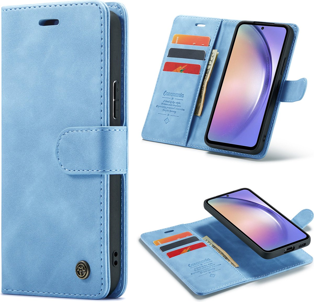 Casemania Hoesje Geschikt voor Samsung Galaxy A55 - Sky Blue - 2 in 1 Magnetic Book Case