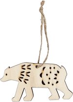 Ornament, ijsbeer, H: 4,5 cm, D: 0,5 cm, B: 7,5 cm, 4 stuk/ 1 doos