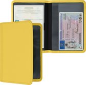 Housse kwmobile pour certificat d'immatriculation et permis de conduire - Étui avec porte-cartes jaune fluo - Housse en néoprène