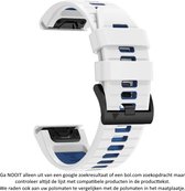 Wit Blauw Siliconen wearable horlogebandje geschikt voor Garmin Fenix 5 (& 5 Plus & Sapphire) / Forerunner 935/945 / Quatix 5 &5 Sapphire / Fenix 6 &6 Plus / Approach S60 & S62 / MARQ devices / D2 Delta – Quickfit Compatibel – 22 mm