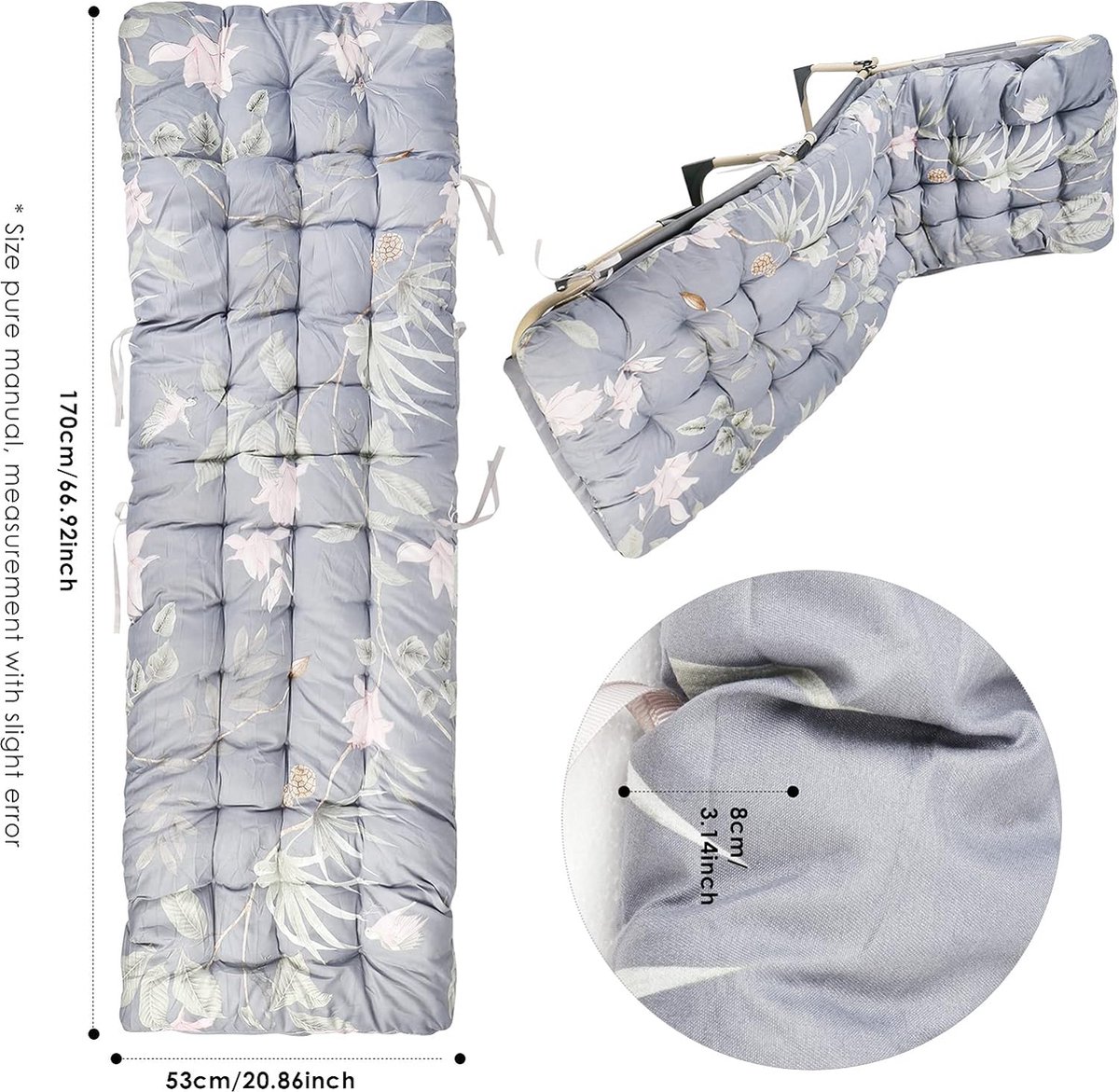 AevQuas Ligkussen, ligbed, ligbed 170 x 53 x 8 cm, kussens