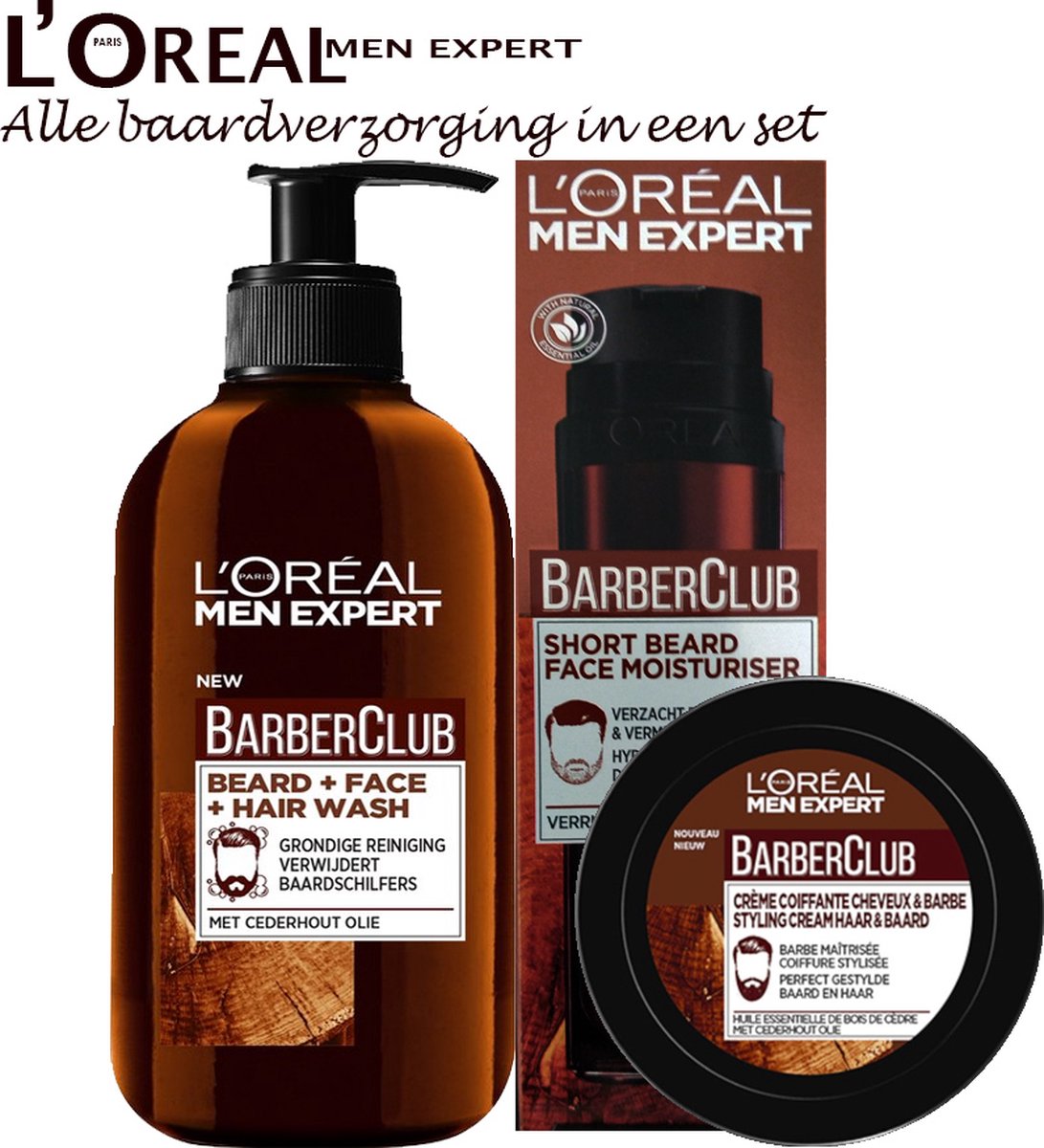 Baard verzorging van Men Expert set : gezicht/ baard creme 50ml- baard styling creme 75ml en baard shampoo 200ml