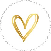 Geboorte - Huwelijk Sluitsticker - Sluitzegel Groot Kartel rand – Gouden Hart | Pastel Olijf Groen / Terra Bruin / Orange | Hart - Hartjes - Stickers - Herfst | Envelop sticker - Geboorte kaart | Cadeau – Gift | Traktatie - Babyshower | DH Collection