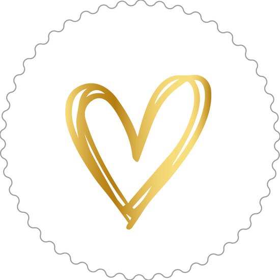 Geboorte - Huwelijk Sluitsticker - Sluitzegel Groot Kartel rand – Gouden Hart | Pastel Olijf Groen / Terra Bruin / Orange | Hart - Hartjes - Stickers - Herfst | Envelop sticker - Geboorte kaart | Cadeau – Gift | Traktatie - Babyshower | DH Collection