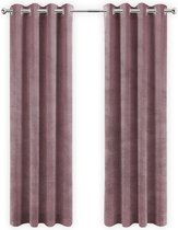Gordijnen Roze Velvet Kant en klaar 290x245cm - Kant en klare gordijnen met ringen Velours - Fluwelen Verduisterende gordijnen