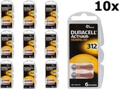 Duracell ActivAir 312 MF (Hg 0%) Piles pour appareils auditifs - 60 pièces (10 Costumes de 6 pièces)