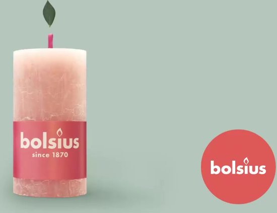 3 bougies pilier rustique Bolsius rouge 100/100 (62 heures) Eco Shine Delicate Red