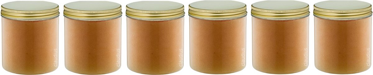 Goedkoopste Luxe Verzorgende Bodyscrub-Gel Honey scrub - 400 gram - Pot met gouden deksel - set van 6 stuks - Hydraterende Lichaamsscrub