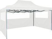Tente de fête pliable LBB - Pavillon - 3x4 - Facile à monter - Étanche - Avec parois latérales - Résistant aux intempéries - Wit
