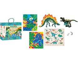 Janod Hachette - Jurassic Explorer - Dinosaurus Ontdekkingsreiziger Koffer - 5 Creatieve Activiteiten In Een Mooie Explorerkoffer - Schilderworkshops, Krasloten En Nog Veel Meer! - Voor Echte Dinosaurusfans - Geschikt Vanaf 7 Jaar