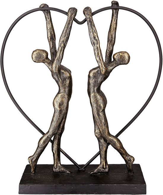 Sculptuur - Women in love - Twee vrouwen in een hart - 8x27x31 - Polyresin - Bronskleur