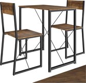 tectake® - Zitgroep 3-delig - Industrieel design - Eetgroep 2 personen - Houtlook + metaal - Eettafel met 2 stoelen - Voor eetkamer of keuken - Industrieel donker houtkleur, eiken Sonoma