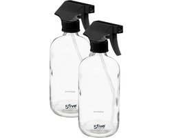 5Five Pulvérisateur de plantes d'une capacité de 450 ml - 2x - verre - transparent - tête d'atomiseur - 21 cm