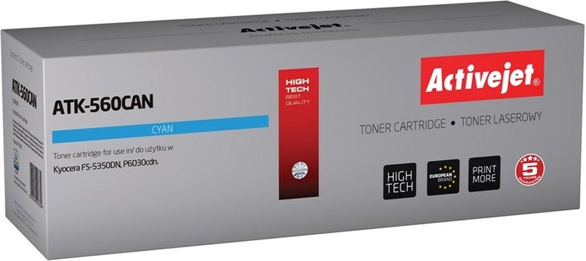 ActiveJet ATK-560Can Toner voor Kyocera-printer; Kyocera TK-560C vervanging; Premie; 10000 pagina's; cyaan.
