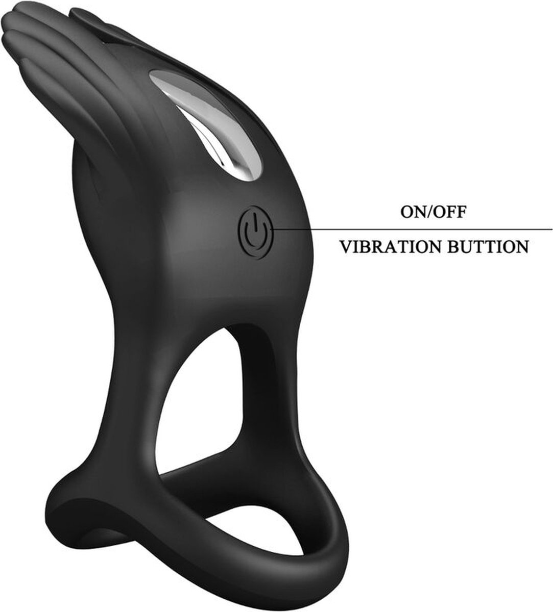 PRETTYLOVE Silas Vibrating Penis Ring Black