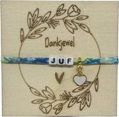 Armband JUF | blauw | cadeau | liefste juf | de liefste ben jij | einde schooljaar | topjuf | origineel cadeau