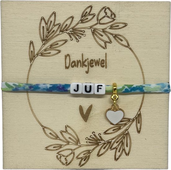 Armband JUF | blauw | cadeau | liefste juf | de liefste ben jij | einde schooljaar | topjuf | origineel cadeau