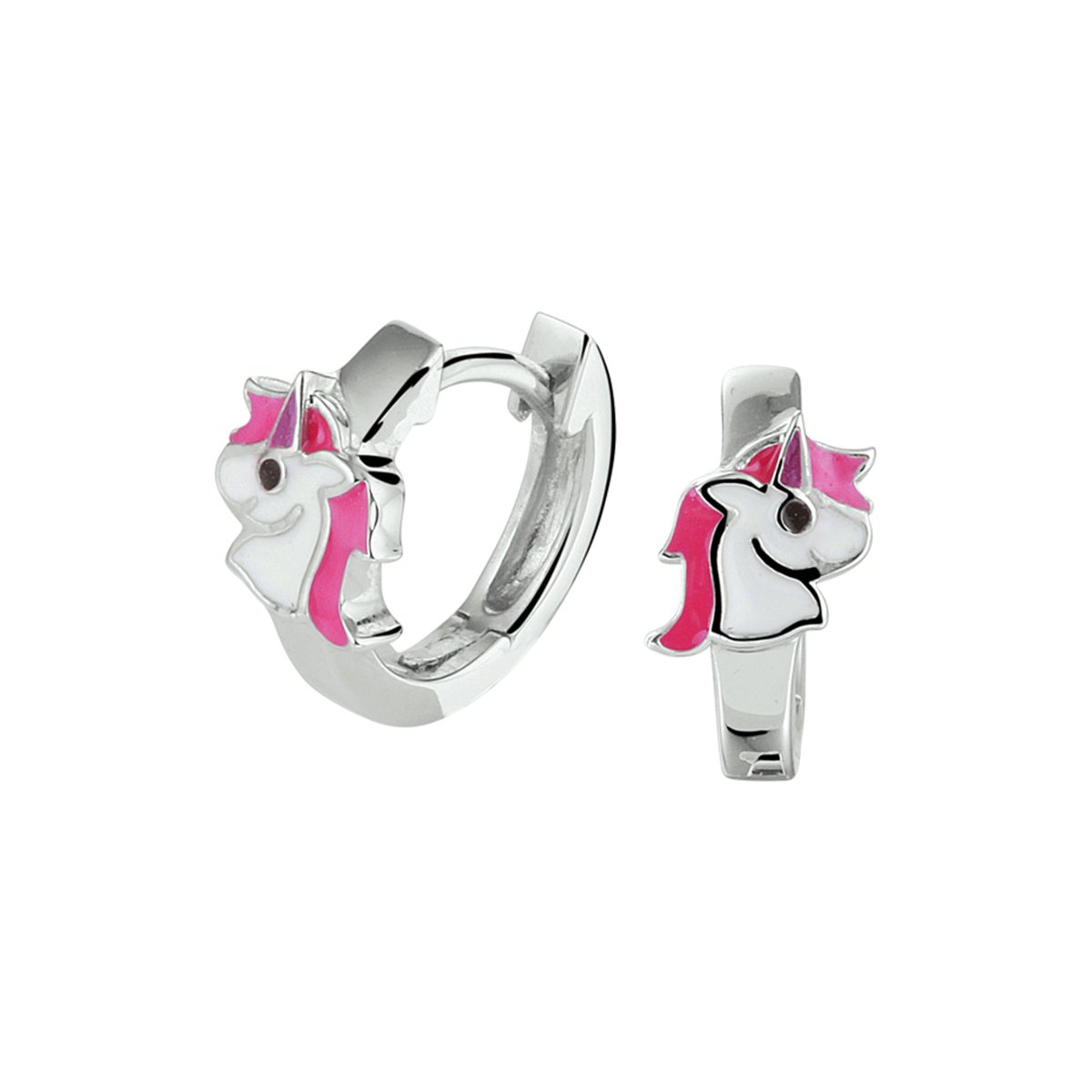 Yep! klapoorringen emaille eenhoorn 12,5 mm - 12.5 mm - Zilver