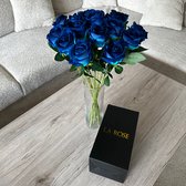 LA ROSE Kunstbloemen voor Vaas - Nepbloemen - Kunstbloemen voor Buiten - Zijden Bloemen - Eeuwige Roos - Bloem Geschenk - Set van 15 Blauwe Rozen