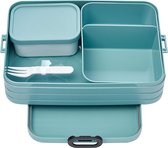 Bastix - Take a Break Bento Lunchbox, groot, lunchbox met bentobox, voorbereidingsbox voor sandwiches, kleine snacks en restjes, snack & lunch, voedseldoos met vakken, 1500 ml, Nordic Green