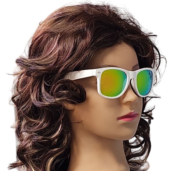 Fako Sunglasses® - Heren Zonnebril - Dames Zonnebril - Classic - UV400 - Wit Frame - Goud/Groen Spiegel van Fako Sunglasses® — afbeelding 3