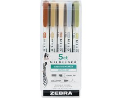 Highlighter–Mildliner Neutral 5 stuks Zebra