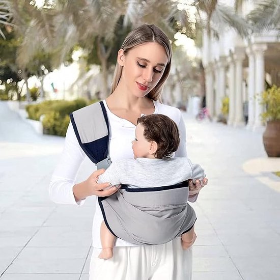 Babydrager, 9-in-1, verstelbaar, ergonomisch, comfortabel en licht, zitting met lendensteun, babydrager van 0-36 maanden, ideaal voor ouders met vrije handen, grijs