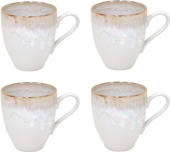 Costa Nova tasse avec oreille Taormina blanc avec bord doré lot de 4