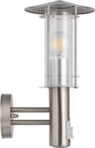 EGLO Lisio - Éclairage extérieur - Applique Avec Capteur - 1 Lumière - Acier inoxydable - Transparent