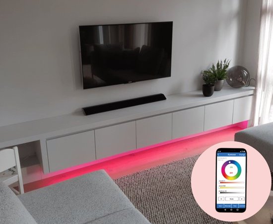 TV kastverlichting - RGBW led strip set - 2 meter - TV meubel verlichting - Onderbouwverlichting - Met app-bediening - Multicolor