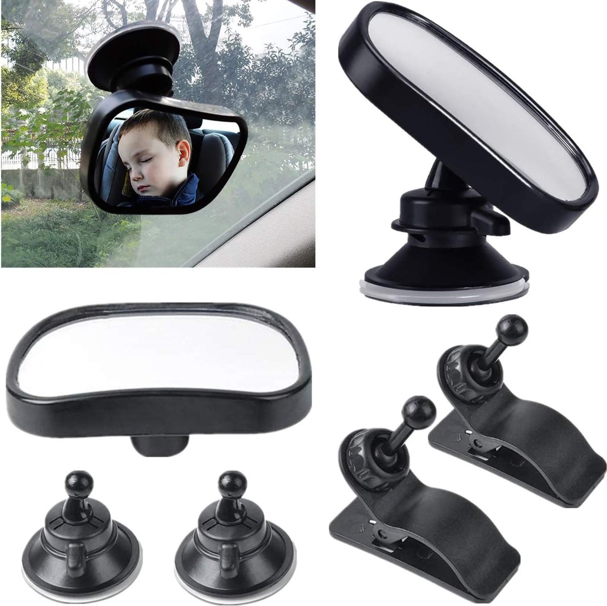 Baby autospiegel voor achterbank 2 STKS 360 ° veiligheid achteruitkijkspiegels | kind observatie spiegels | zuignap/clip/breekbaar acryl