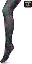 Bonnie Doon Bloemen Panty 60 Denier Zwart Dames maat L/XL - Bloemenprint - Gebloemd - Print - Gladde Naden - Maximaal Draagcomfort - Floral Ornament Tights - Chique Panty - Feestelijk - Black - BP221905.101