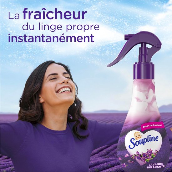 SOUPLINE - 3D Linnenmist Lavendelgeur - Spray om wasgoed op te frissen - Direct geparfumeerd - Ideale aanvulling op uw wasverzachter - Pak van 2X 250 ml