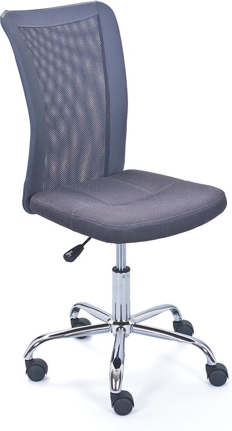 Bureaustoel voor kinderen - Ergonomische draaistoel - In hoogte verstelbaar - Verchroomd metalen onderstel - Ademende bekleding van netstof - 360° draaibaar - Grijs - Bonnie