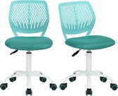 Kleurrijke stoel. Moderne en verstelbare computerstoel draaibaar zonder armleuning. Bureaustoel voor kinderen turquoise metaal 385 cm x 40 cm x 75-87 cm - Set van 2
